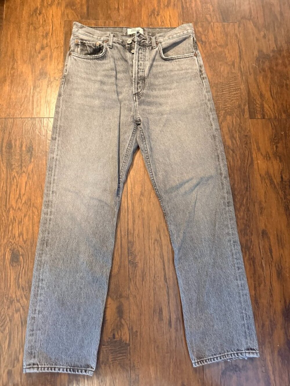 Agolde Womens Straight Leg Jeans in Washed Light Blue